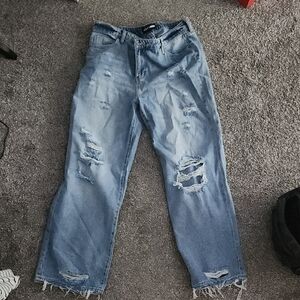 Fashion Nova Light Blue Distressed Boyfriend Jeans